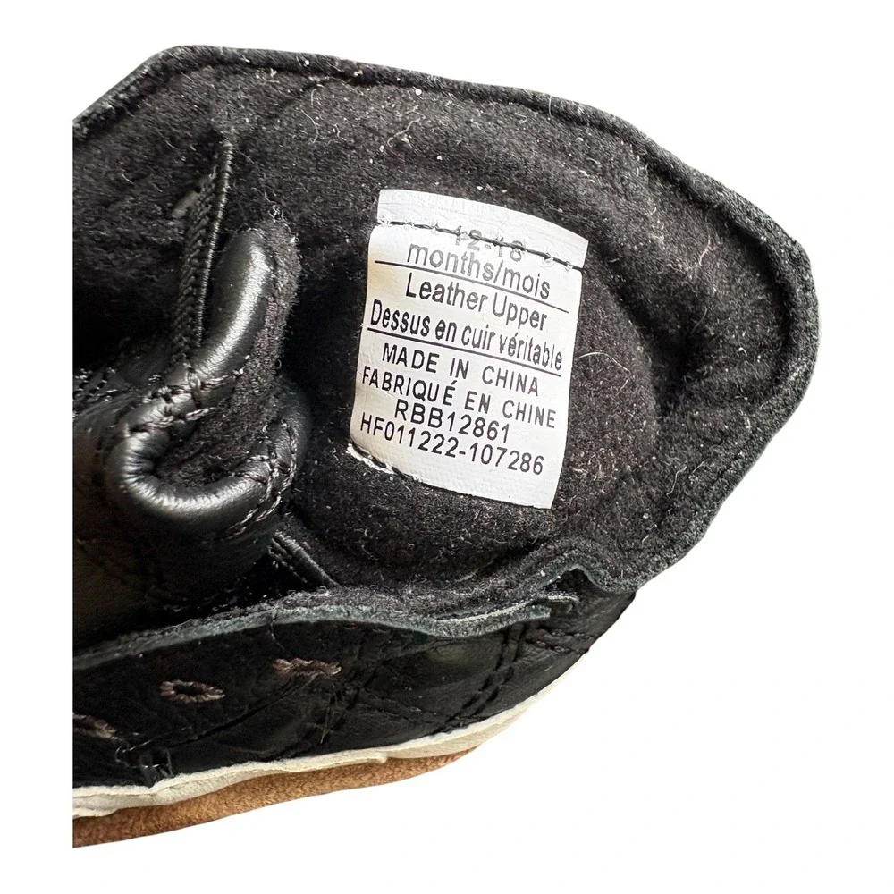 Robeez Baby Boys Black Quilted Leather Soft Sole Shoes 12-18 Months RBB12861